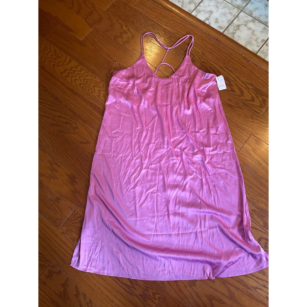 Auden Women XXL Pink Satin Chemise Nightgown Adjustable Straps Sleepwear NWT